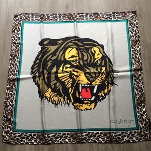 Betsey Johnson Never worn Silk Tiger print scarf.